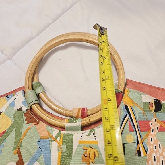 Vintage Neiman Marcus Retired Fashion Diva Pattern Purse Bamboo Handles Retro - Picture 6 of 13